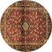 Round Medallion Brown Traditional Rug, tr3125brn