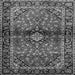 Round Machine Washable Medallion Gray Traditional Rug, wshtr3125gry