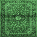 Square Medallion Emerald Green Traditional Rug, tr3125emgrn