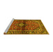 Sideview of Machine Washable Medallion Yellow Traditional Rug, wshtr3125yw