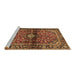 Sideview of Machine Washable Medallion Brown Traditional Rug, wshtr3125brn