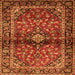 Serging Thickness of Medallion Orange Traditional Rug, tr3125org