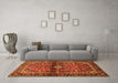 Machine Washable Medallion Orange Traditional Area Rugs in a Living Room, wshtr3125org