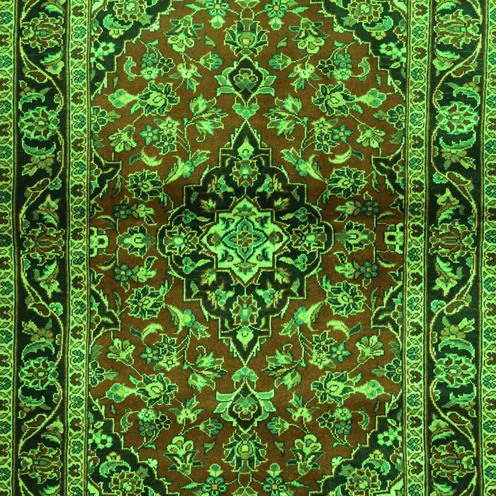 Serging Thickness of Machine Washable Medallion Green Traditional Area Rugs, wshtr3125grn