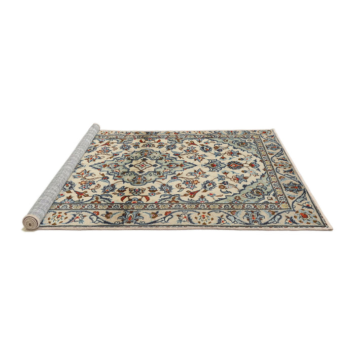 Sideview of Machine Washable Traditional Desert Sand Beige Rug, wshtr3126