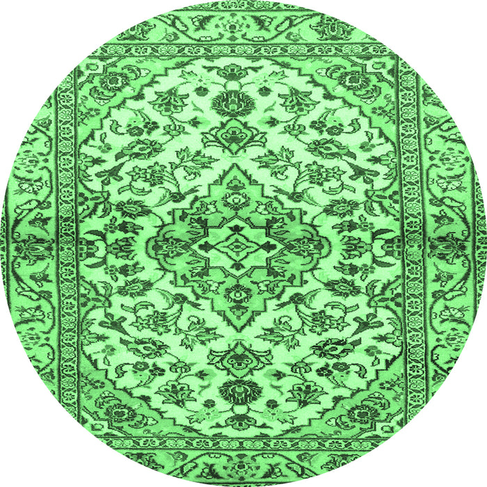 Round Medallion Emerald Green Traditional Rug, tr3126emgrn