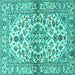 Square Medallion Turquoise Traditional Rug, tr3126turq