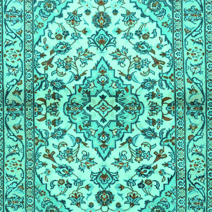Machine Washable Medallion Turquoise Traditional Area Rugs, wshtr3126turq