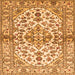 Round Machine Washable Medallion Orange Traditional Area Rugs, wshtr3126org