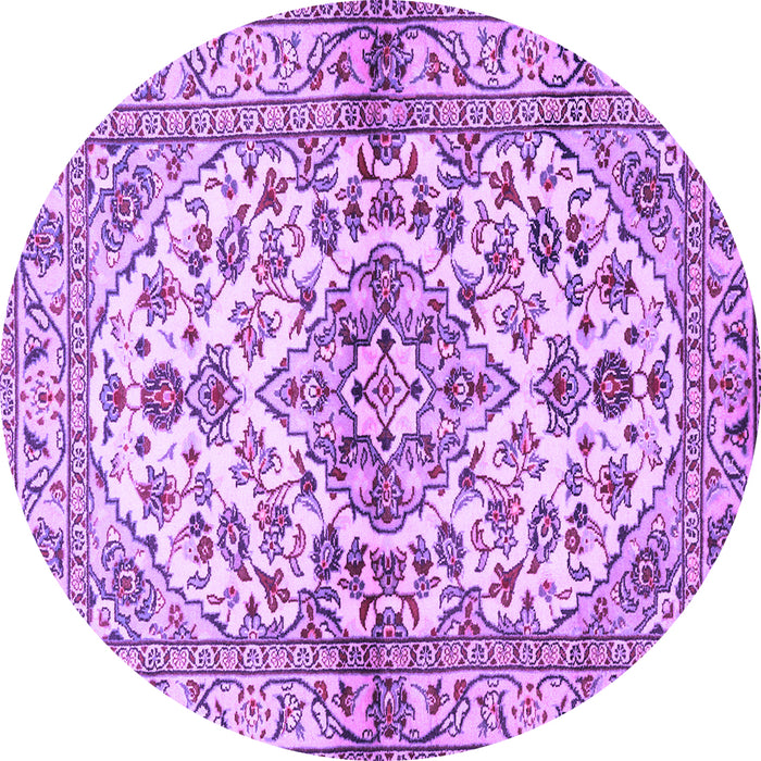Round Medallion Purple Traditional Rug, tr3126pur