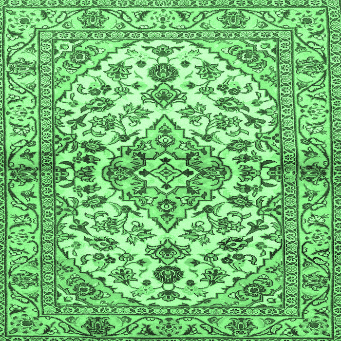Square Machine Washable Medallion Emerald Green Traditional Area Rugs, wshtr3126emgrn