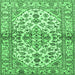 Square Machine Washable Medallion Emerald Green Traditional Area Rugs, wshtr3126emgrn