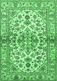 Medallion Emerald Green Traditional Rug, tr3126emgrn