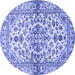 Round Medallion Blue Traditional Rug, tr3126blu