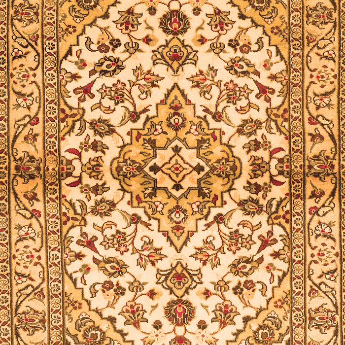 Serging Thickness of Machine Washable Medallion Orange Traditional Area Rugs, wshtr3126org