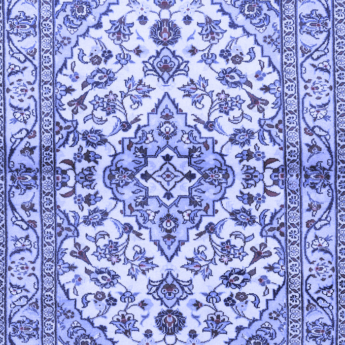 Machine Washable Medallion Blue Traditional Rug, wshtr3126blu
