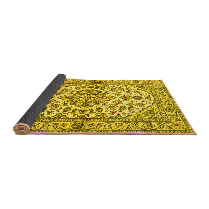 Sideview of Medallion Yellow Traditional Rug, tr3126yw