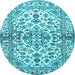 Round Medallion Light Blue Traditional Rug, tr3126lblu