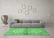 Machine Washable Medallion Emerald Green Traditional Area Rugs in a Living Room,, wshtr3126emgrn