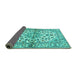 Sideview of Medallion Turquoise Traditional Rug, tr3126turq