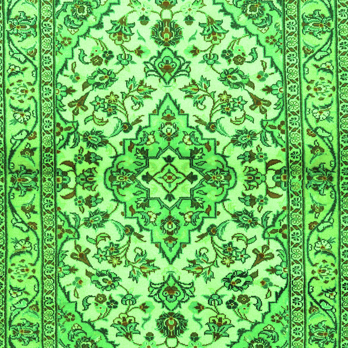 Serging Thickness of Machine Washable Medallion Green Traditional Area Rugs, wshtr3126grn