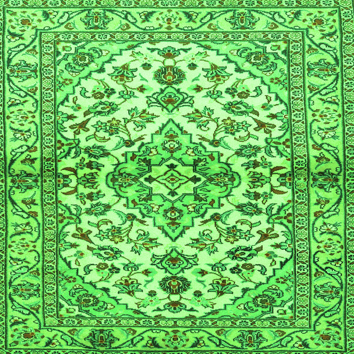 Round Machine Washable Medallion Green Traditional Area Rugs, wshtr3126grn