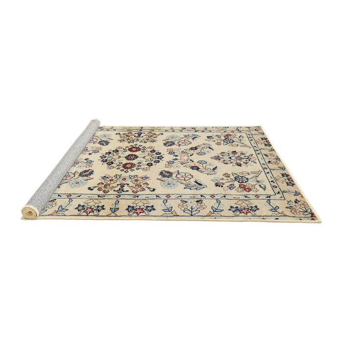 Sideview of Machine Washable Traditional Vanilla Gold Rug, wshtr3127
