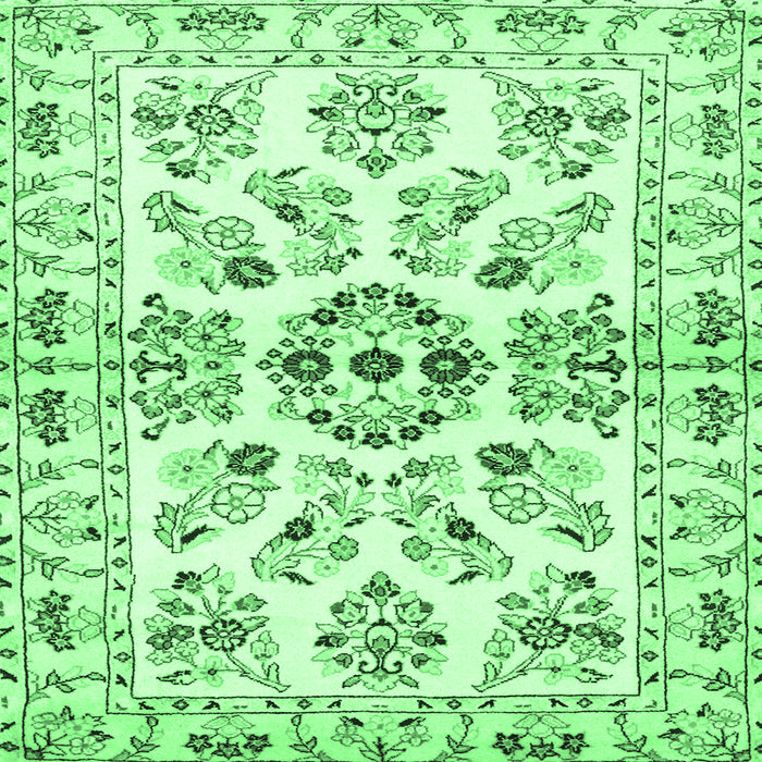 Square Persian Emerald Green Traditional Rug, tr3127emgrn