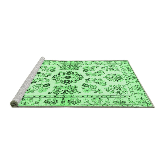 Sideview of Machine Washable Persian Emerald Green Traditional Area Rugs, wshtr3127emgrn