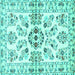 Square Persian Turquoise Traditional Rug, tr3127turq