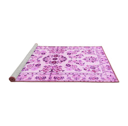 Sideview of Machine Washable Persian Pink Traditional Rug, wshtr3127pnk