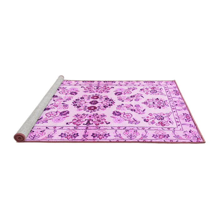 Sideview of Machine Washable Persian Pink Traditional Rug, wshtr3127pnk
