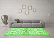 Machine Washable Persian Green Traditional Area Rugs in a Living Room,, wshtr3127grn