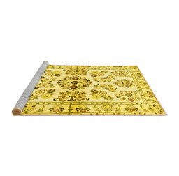Sideview of Machine Washable Persian Yellow Traditional Rug, wshtr3127yw