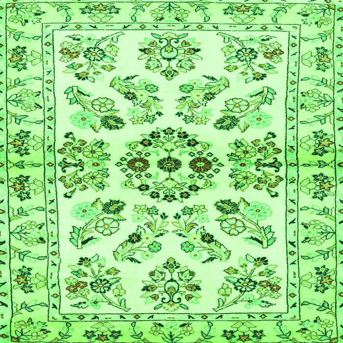 Round Machine Washable Persian Green Traditional Area Rugs, wshtr3127grn
