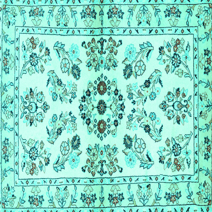 Square Machine Washable Persian Turquoise Traditional Area Rugs, wshtr3127turq