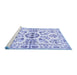 Sideview of Machine Washable Persian Blue Traditional Rug, wshtr3127blu