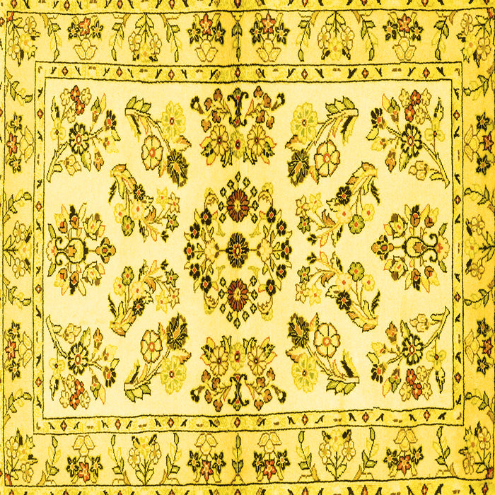 Square Machine Washable Persian Yellow Traditional Rug, wshtr3127yw