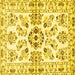 Square Machine Washable Persian Yellow Traditional Rug, wshtr3127yw