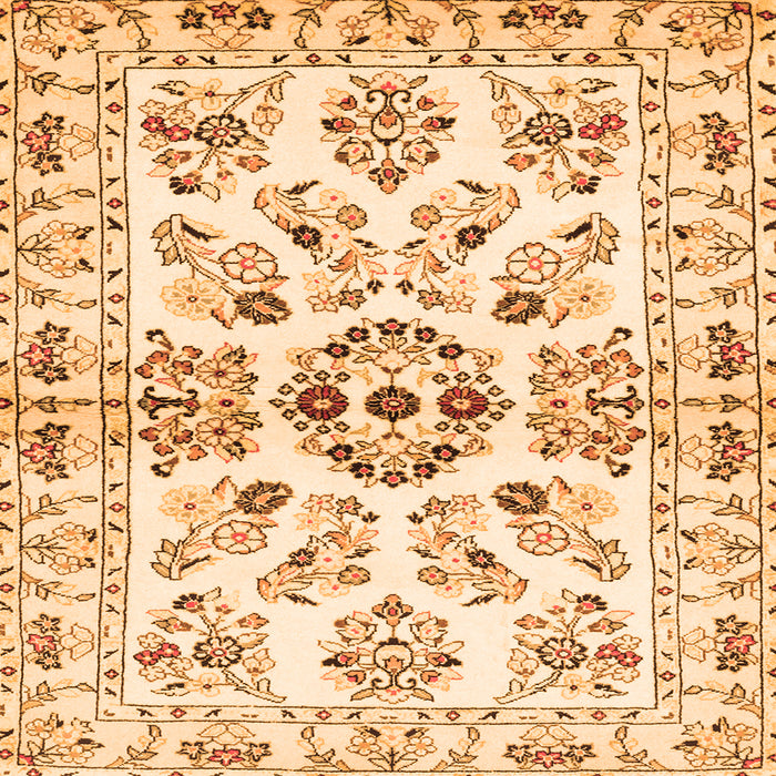 Round Machine Washable Persian Orange Traditional Area Rugs, wshtr3127org