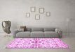 Machine Washable Persian Pink Traditional Rug in a Living Room, wshtr3127pnk