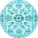 Round Persian Light Blue Traditional Rug, tr3127lblu