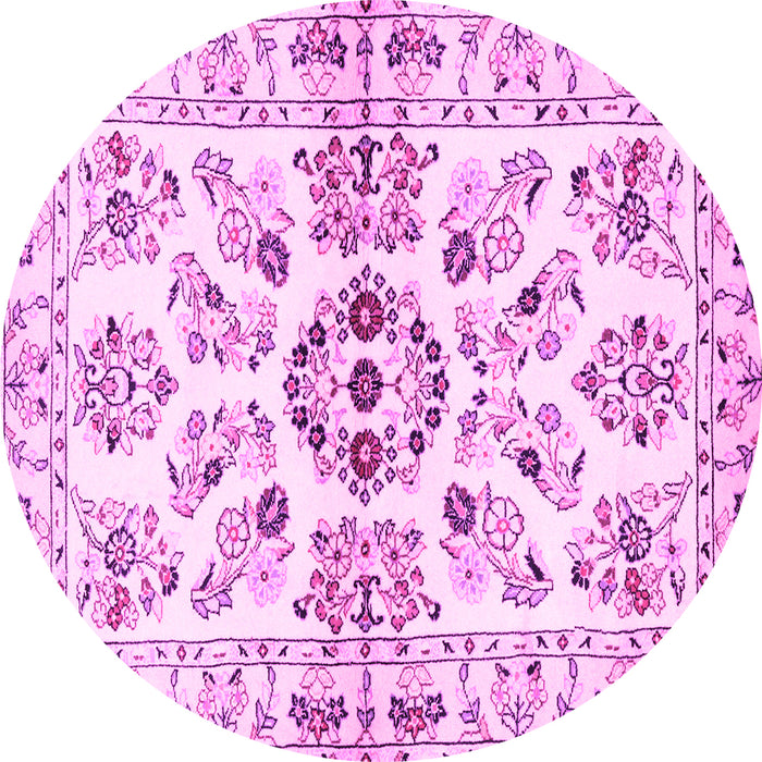 Round Machine Washable Persian Pink Traditional Rug, wshtr3127pnk