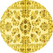 Round Persian Yellow Traditional Rug, tr3127yw