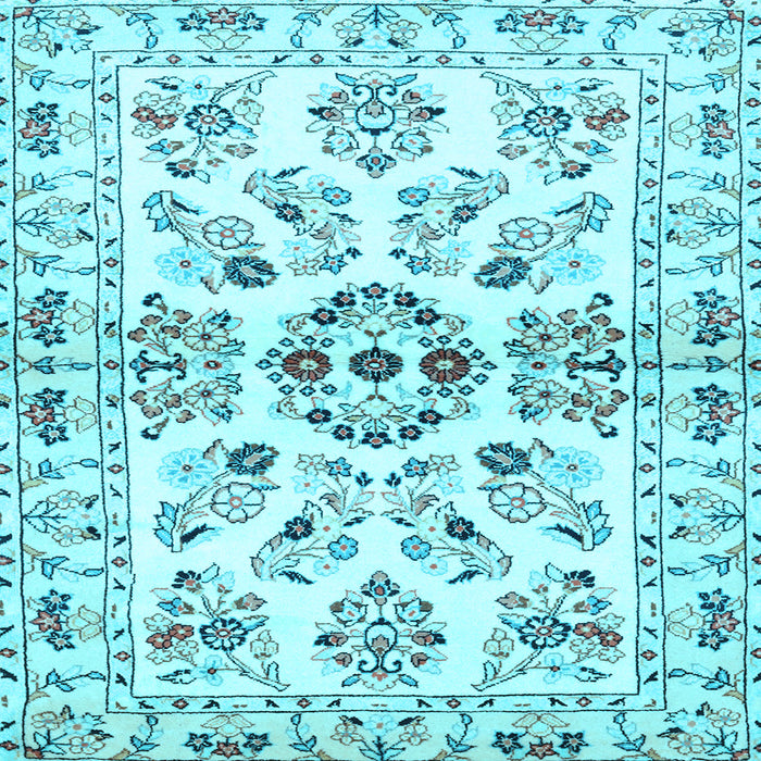 Square Machine Washable Persian Light Blue Traditional Rug, wshtr3127lblu