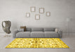 Machine Washable Persian Yellow Traditional Rug in a Living Room, wshtr3127yw