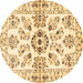 Round Persian Brown Traditional Rug, tr3127brn