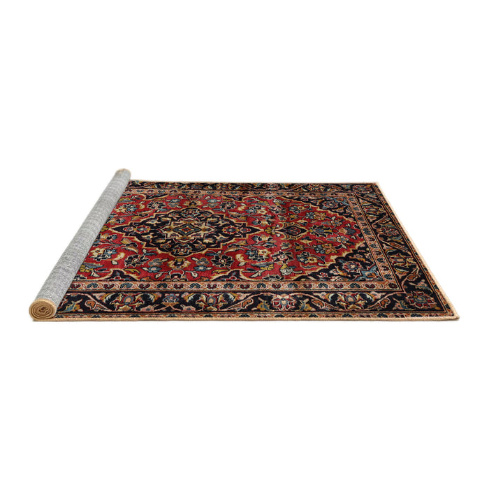 Sideview of Machine Washable Traditional Deep Red Rug, wshtr3128