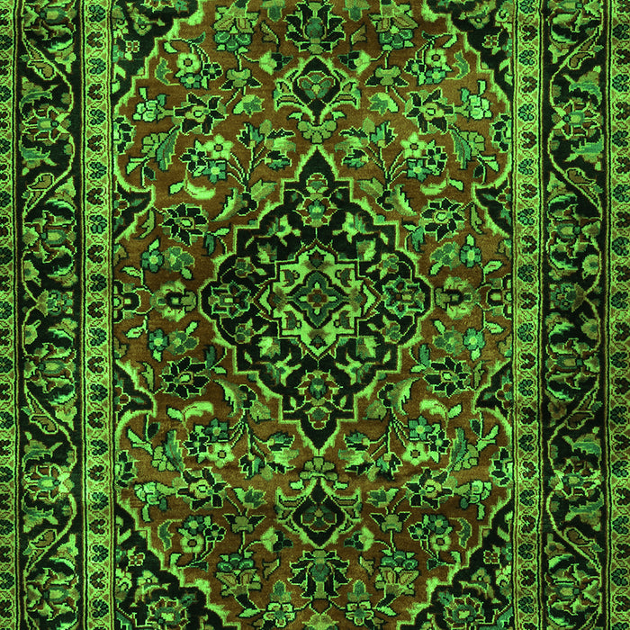 Serging Thickness of Machine Washable Persian Green Traditional Area Rugs, wshtr3128grn