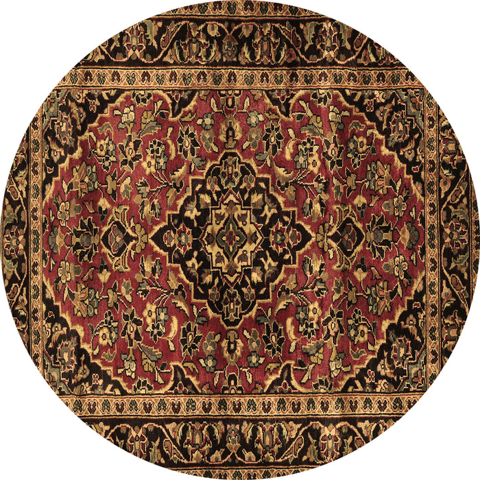 Round Machine Washable Persian Brown Traditional Rug, wshtr3128brn
